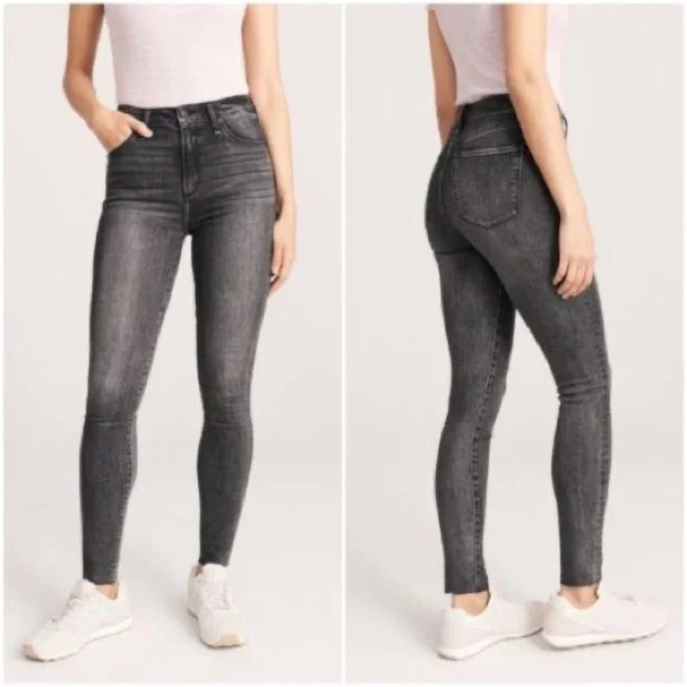 Abercrombie & Fitch High Rise Super Skinny Jean Raw Hem